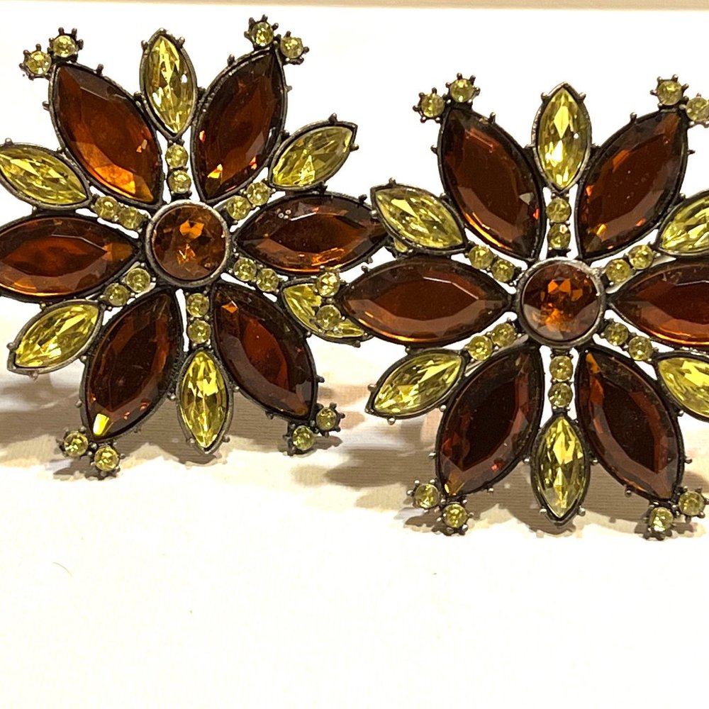 Pottery Barn Jeweled Napkin Rings set of 2 - Amber and Citron